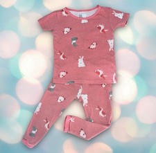Carter  s Bunnies Baby Girl  s Pink Short Sleeve Pajama Set Size 18 Months