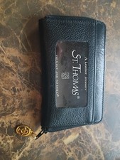 Vintage St. Thomas Women's Zip Up Wallet Black Leather Made In USA