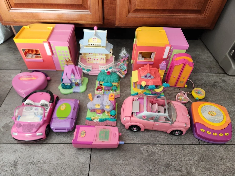 Lote de brinquedos antigos colecionáveis Polly Pocket coleção de brinquedos para meninas da Mattel - Imagem 2 de 4