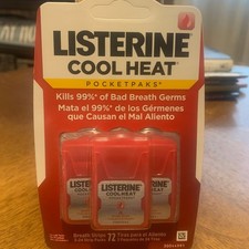 Listerine PocketPaks Breath Strips Unisex Size 72 ct Red Cool Heat Cinnamon 3pk