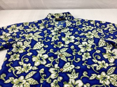 ODO Shirt Mens Large Blue Floral Button Up Casual Vintage