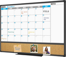Dry Erase Calendar Whiteboard 48 X 36 - Combo White Board Calendar Monthly, Magn