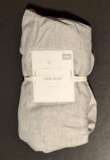 Pottery Barn Kids European Linen Crib Fitted Grey Sheet 28"W x 52" Long - NWT