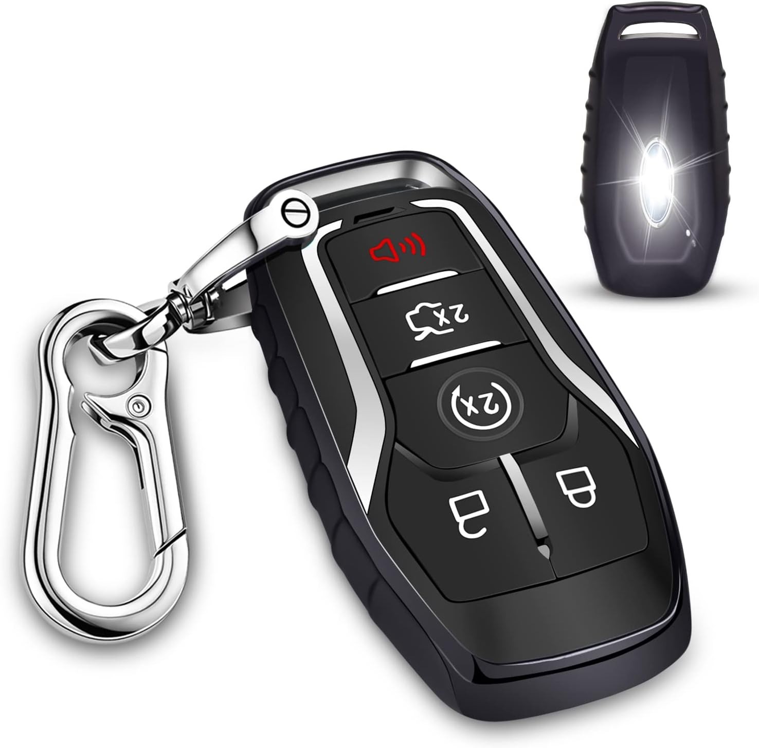 QBUC for Ford Key fob Cover,TPU Car Case Protector with Keychain Black