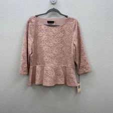 Ivanka Trump Floral Lace Lined Peplum Blouse Shirt Top Womens size XL NEW