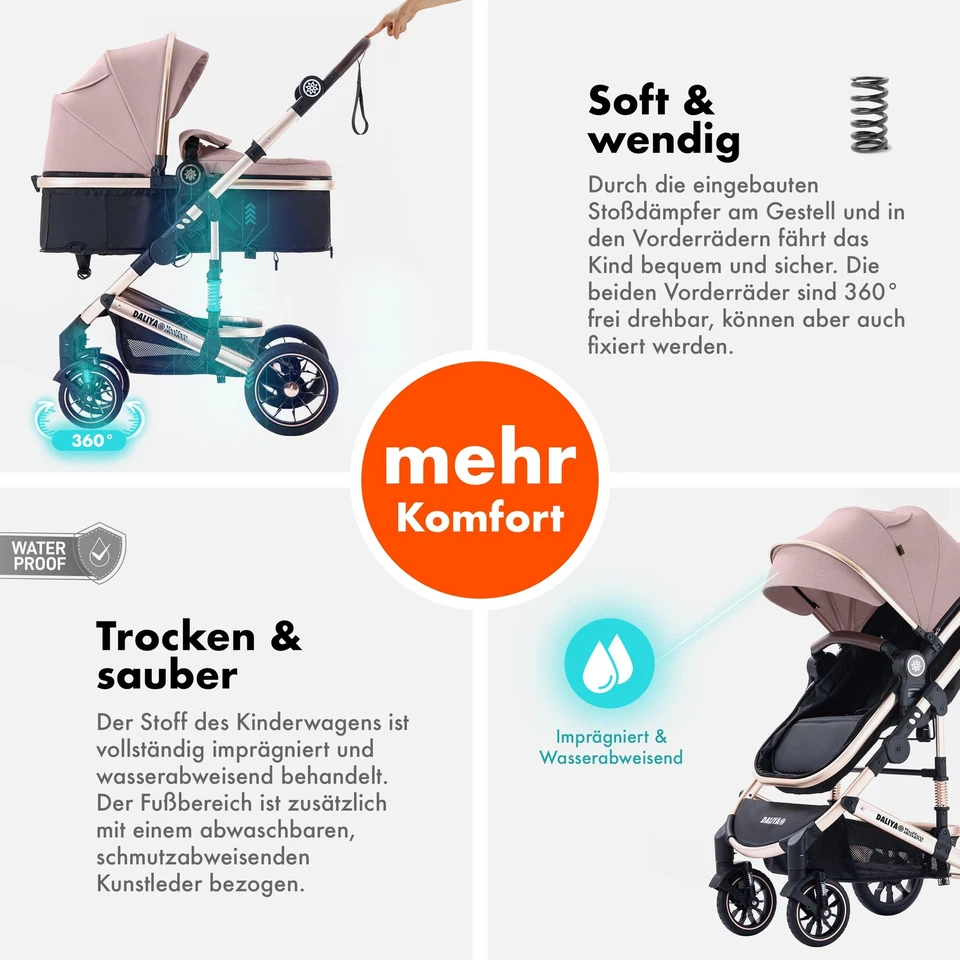 Daliya® NEOMOVE 3in1 Kinderwagen Buggy Babyschale XXL-Set - Bild 4 von 4