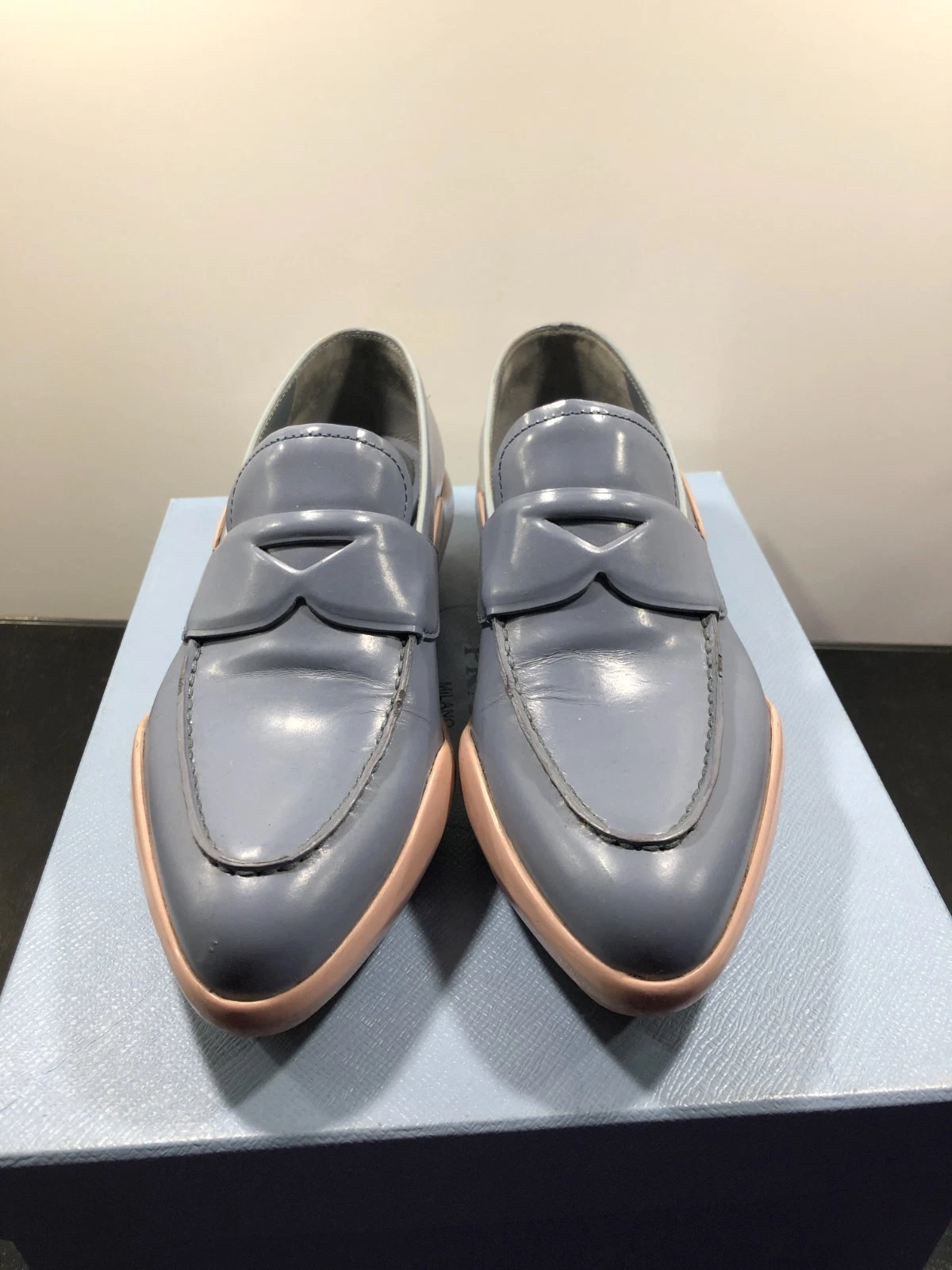 Genuine Prada Women's Shoes CALZATURE DONNA Spazzolato Pervinca Orchid 36.5 (IT)