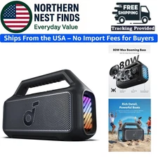 Portable Boom 2 Outdoor Speaker with 80W Subwoofer, RGB Lights & Durable Design