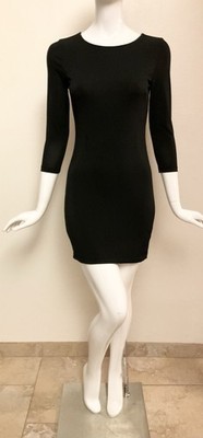 Bebe Long Sleeve Black Body Con Mini Dress Size XS