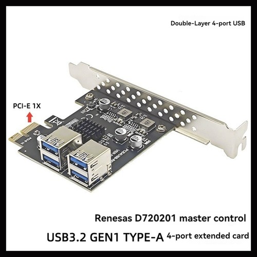 PCI-E 1X auf 4 Port USB 3.0 Erweiterungskarte USB3.2 GEN1 5Gbps PCI Express5653 - Bild 7 von 10