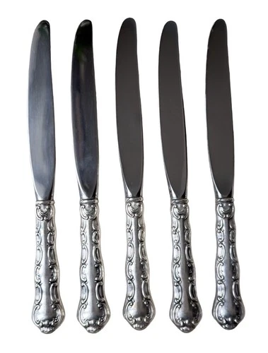 Gorham Sterling Silver Handle Dinner Knives – Ornate Scroll – Set of 5