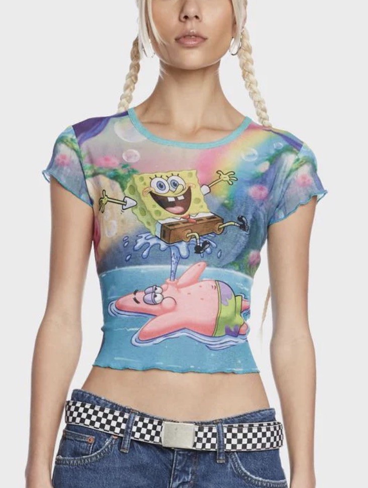 Dolls kill  x Spongebob Friendship Over  Anything Baby Tee