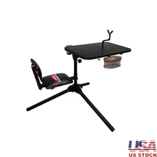 Adjustable Shooting Bench Swivel Seat Accessories Range Target Practice Black US