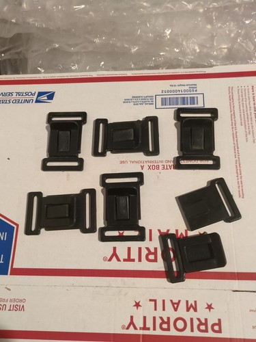 Black Lot of 6 Quick Center Release Plastic Buckle Clips Snaps Military US Packs