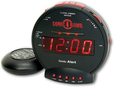 Sonic Bomb Dual Alarm Clock Bed Shaker Extra Loud Vibrating Alarm for Heavy Slee