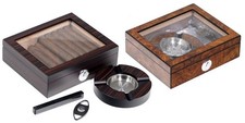Lubinski Humidor per Sigari in Vetro Ebano e Olmo - COMPLETO DI SET -
