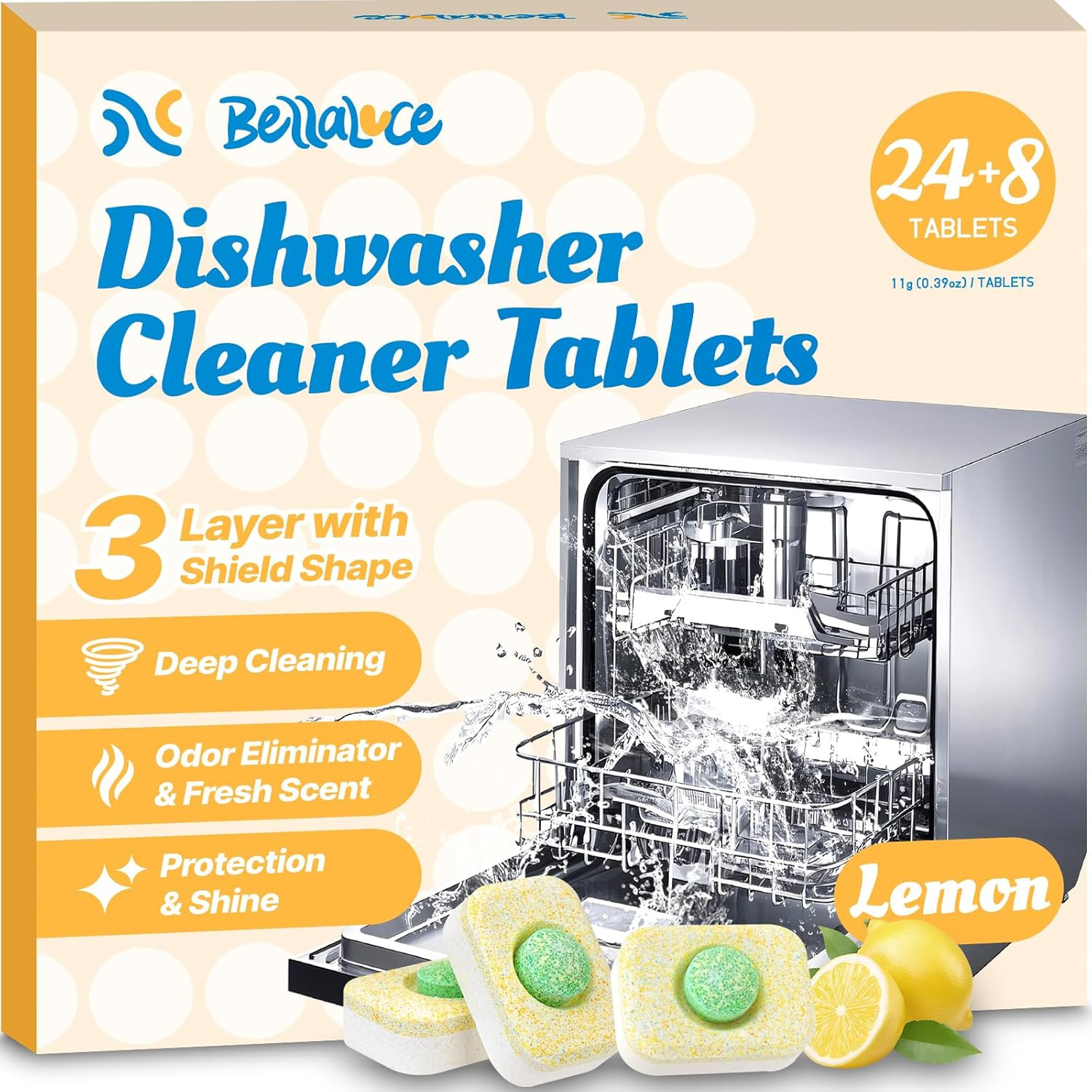 Dishwasher Cleaner Tablets - Dishwasher Cleaner and Deodorizer Tablets Lemon Sce