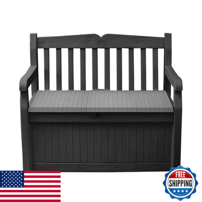 Keter Solana 70 Gallon Storage Bench Deck For Patio Storage Front Porch Decor