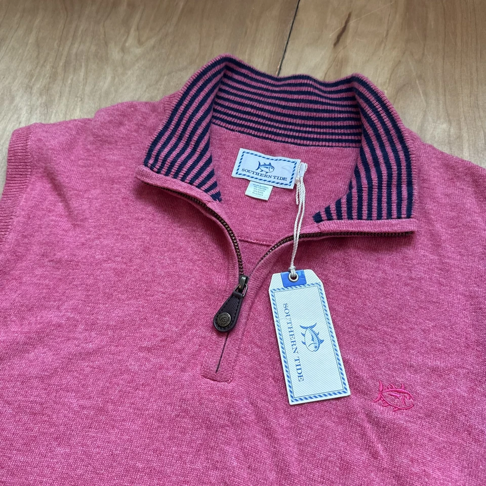 Southern Tide Suéter Chaleco Para Hombres Grande Media Cremallera Mezcla de Lana Golf Pullover Foto 2 de 4