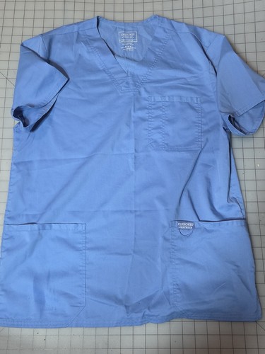 Cherokee Workwear Revolution Scrub Top Women's V-Neck Short Sleeve Blue M