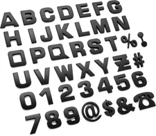 43 Pcs Car Emblem Letter Sticker DIY 3D Alphabet Number Symbol Badge Decal