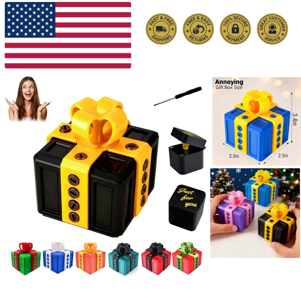 Gotcha Box The Annoying Present,Annoying Gift Box with 3D Printed