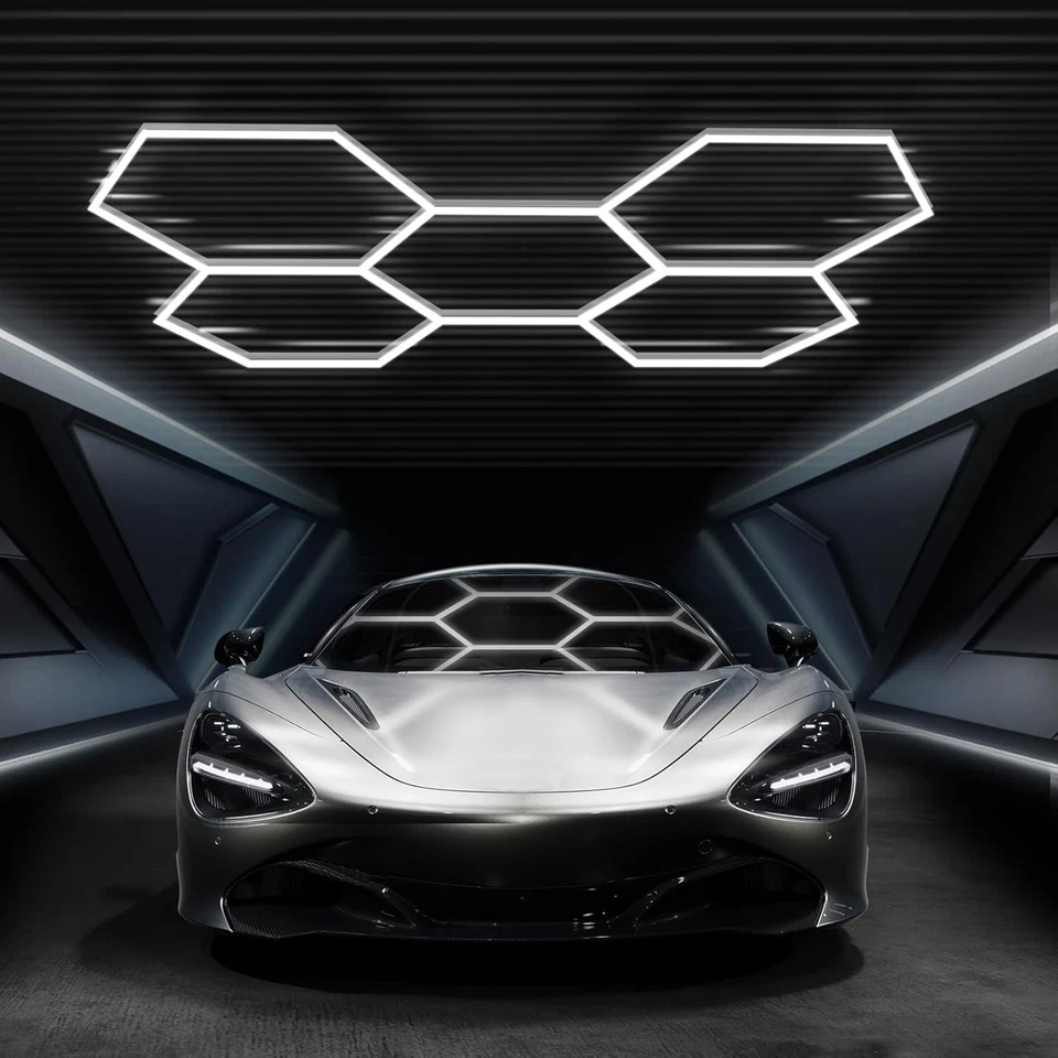 Luces de garaje hexagonales LED de nido de abeja de alto brillo para garaje Foto 2 de 4