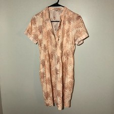Faherty womens linen blend pintuck dress short sleeve pockets botanical print XS
