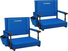 Stadium Seats W/ Back Support  Cushion Portable Bleacher Chairs W/ Cup 2 Pack