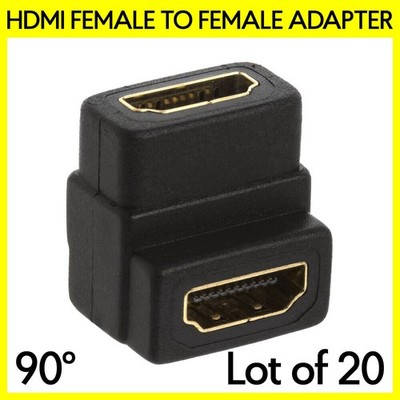 20 Pack HDMI Female to Female Adapter Coupler Cable Extender 90 Degree Connector