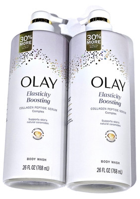 2 Pack Olay Body Wash Elasticity Boosting Collagen Peptide Serum Complex 26oz
