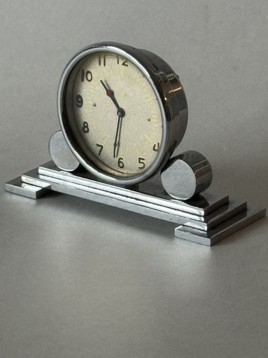 ビンテージ クロック　エルジン ELGIN ANTIQUE STREAMLINE MODERN ART DECO ROARING 20s CHROME CLOCK