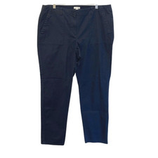 J. Jill Twill Chino Cotton Linen Blend Pants Navy Size 16 Stretch