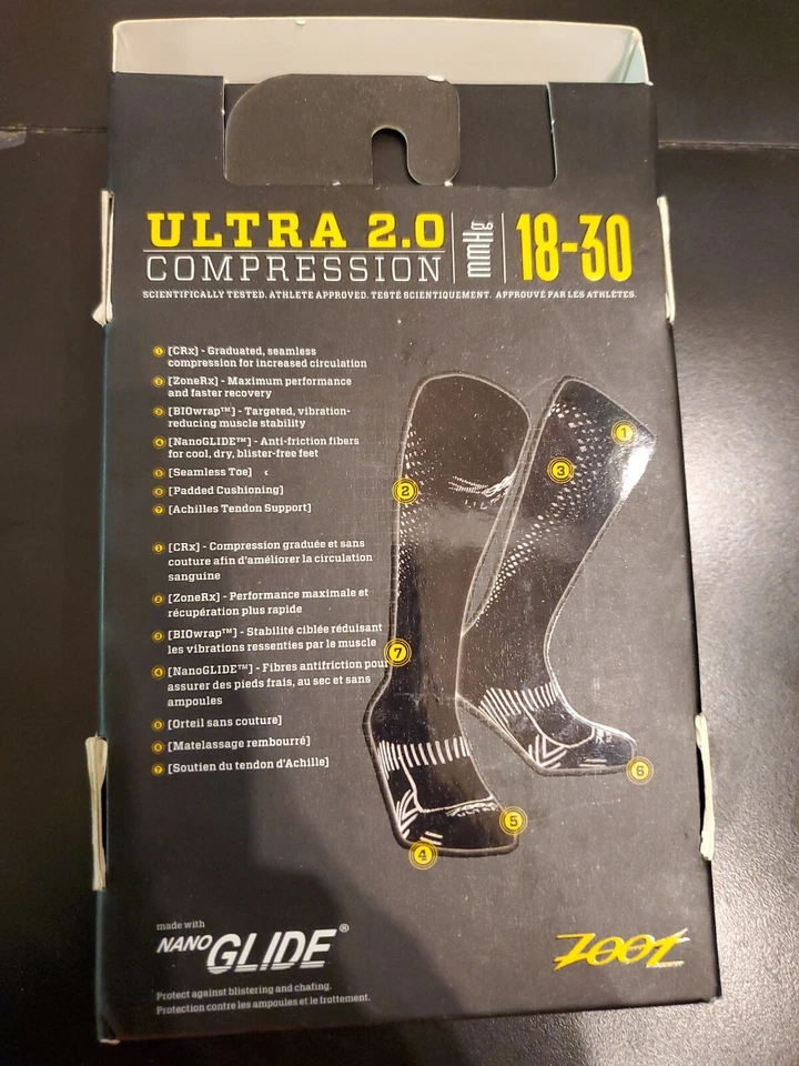 Zoot Women's Ultra 2.0 CRx Sock - Safety Yellow Nano Glide Pink Glow Accent - Image 2 of 4