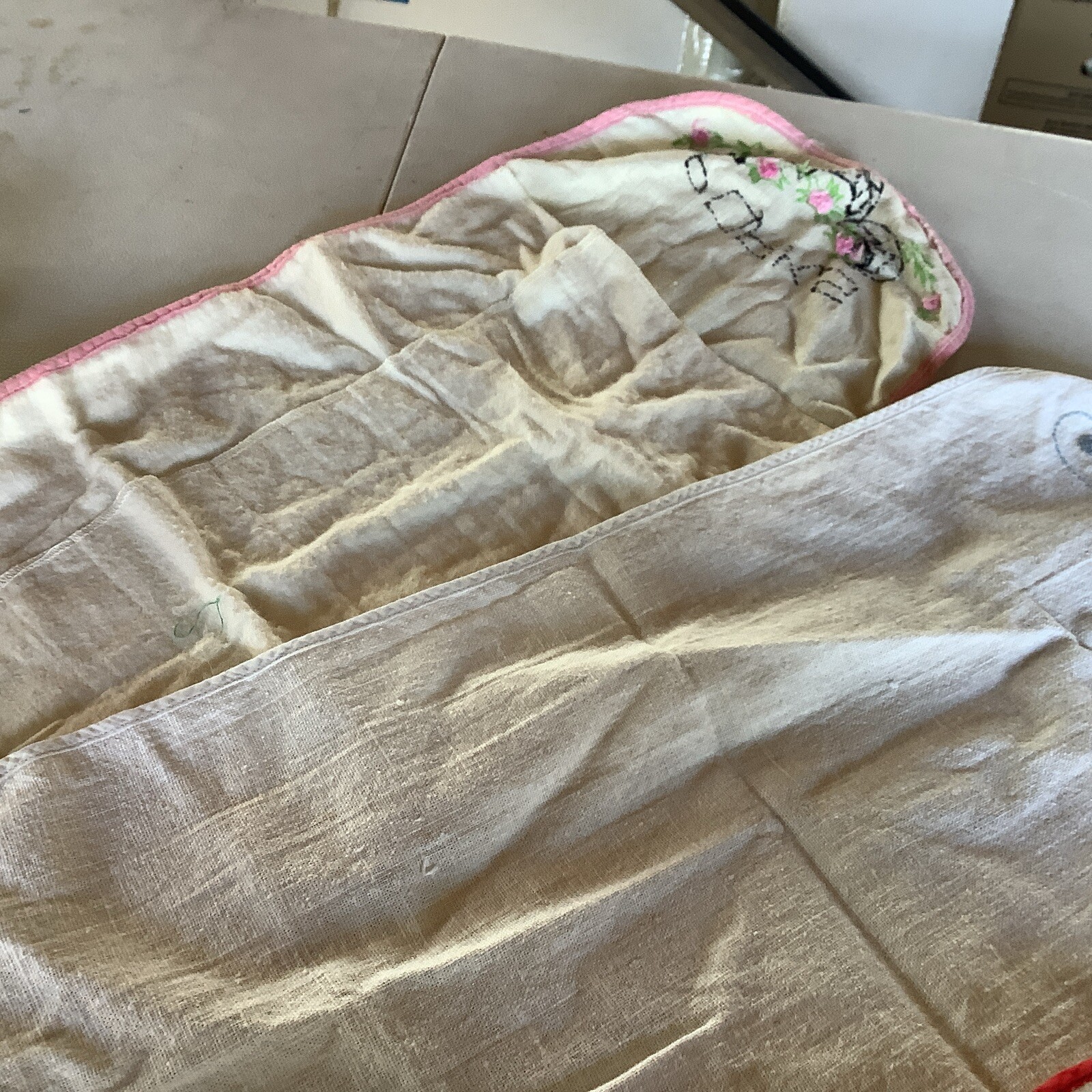 6 Linen Storage Pouch Floral Embroidery Silverware Utensil Holders Knife Forks +