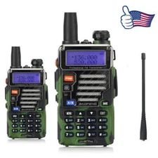 2x Baofeng UV-5R Plus Qualette Camouflage 2m/70cm Band VHF UHF Ham Two-Way Radio