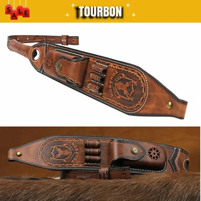 TOURBON Jagd Leder Gewehrriemen Waffen Munition Tragegurt+Messerscheide Tasche