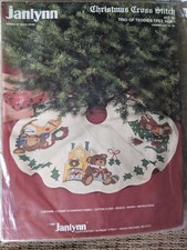 Janlynn Christmas Tree Skirt TRIO OF TEDDIES Counted Cross Stitch Kit Sealed