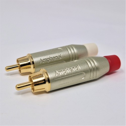 2 x Amphenol Phono RCA Male Plugs Gold Plated Audio Connectors Rojo / Blanco - Imagen 6 de 9