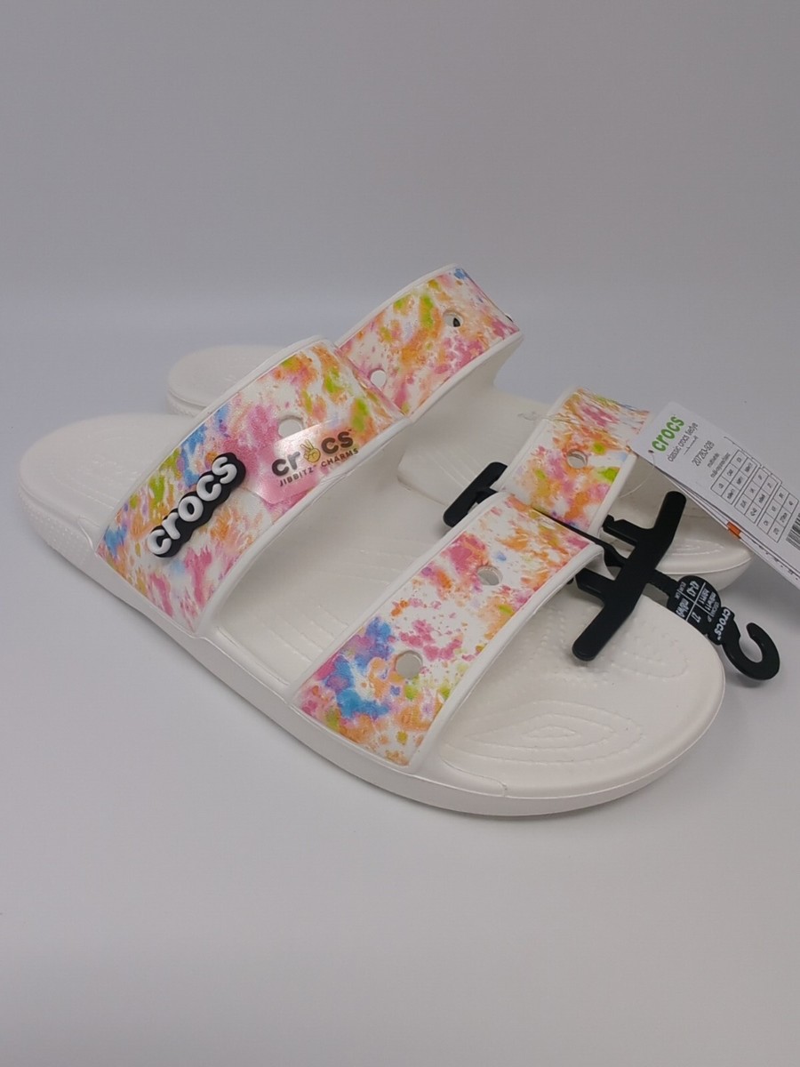 Classic Crocs Tie Dye Graphic Sandal White/Multi Relaxed Fit M9/W11 Unisex Crocs Classic Tie Dye Slide Sandals Men main image 3
