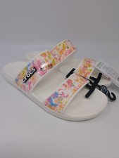 Crocs Classic Tie Dye Slide Sandals Men's 9 Women's 11 White Multi-Color  Charm