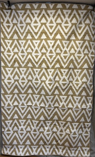 Plush Ultra Soft Shaggy Rugs Memory Foam Bedroom Carpet Beige Geometric 5 x 8