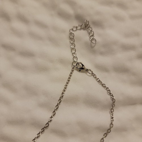 Womens Silver Steel Chain Adjustable Heart Shape Charm Pendant Necklace - Picture 4 of 5