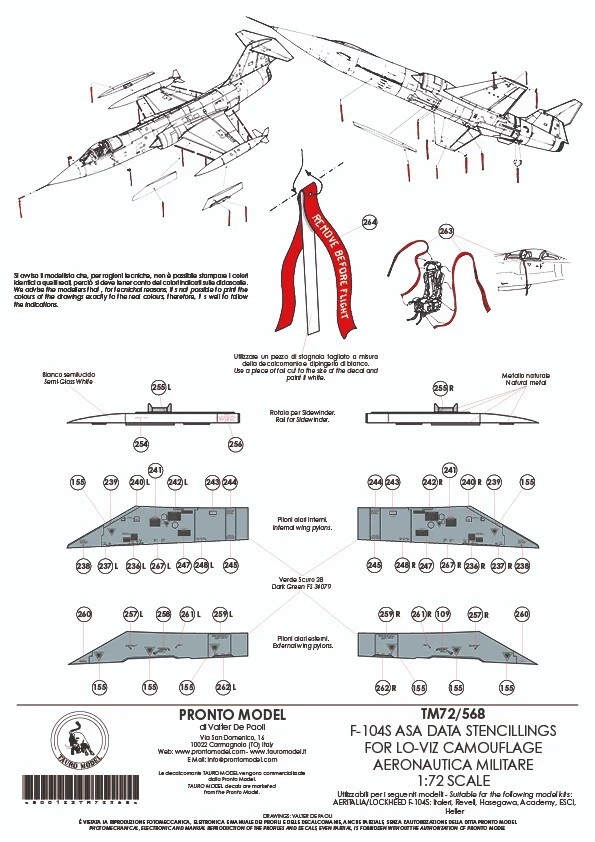 TAURO MODEL TM72/568 F-104S LO-VIZ DATA STENCILLINGS SCALA 1:72 - Immagine 3 di 4