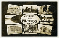 Greetings c.1910 Valparaiso IN Indiana 5 Vintage Postcard COPY