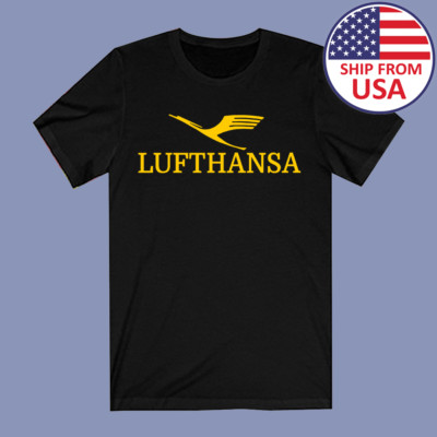Lufthansa Airlines Men's Black T-Shirt Size S to 3XL