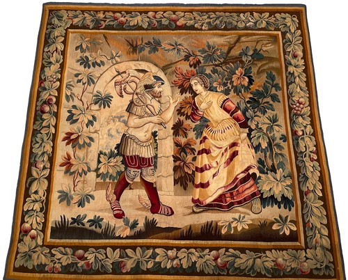 6x6 Antique French Aubusson Tapestry Hermes Mercury Wool & Silk Square 176x178cm - Picture 2 of 18