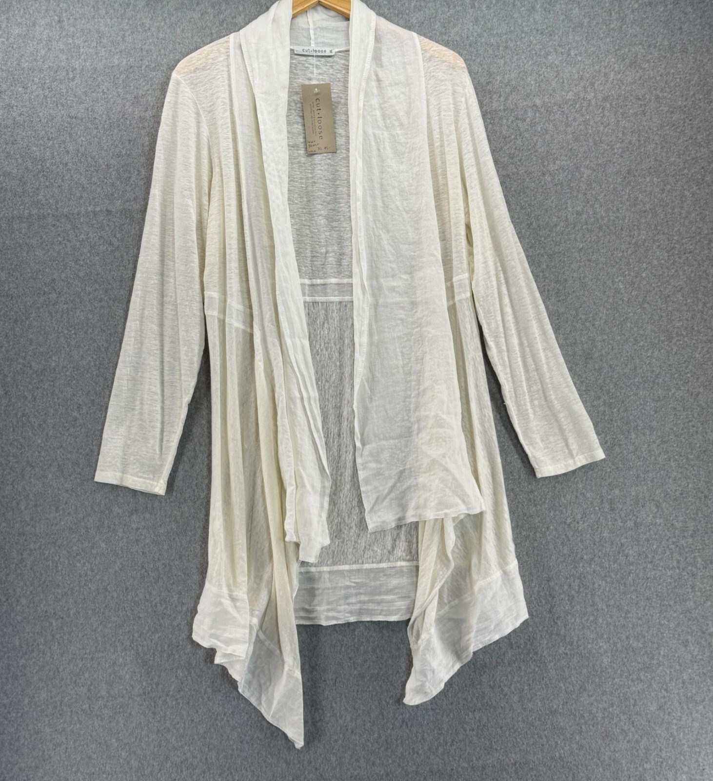 Cut Loose Women's Size XL Off White Linen Inset Jacket Open Front Cardigan NWT