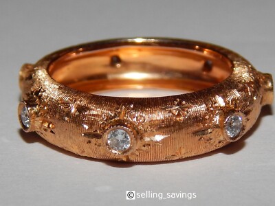 18K ROSE GOLD DIAMOND CUT BEZEL SET GYPSY MATTE FINISH ETERNITY BAND RING