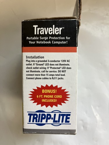 Tripp Lite Traveler Portable Surge Protector Laptop/Notebook/Phone  1050 Joules  - Picture 3 of 4